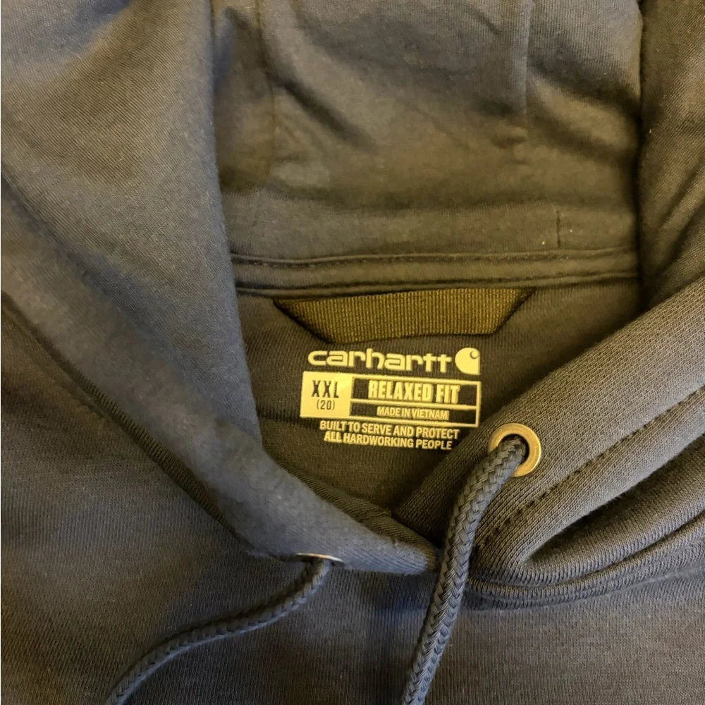 Womens Carhartt Flower Embroidered XXL Relaxed Blue Hoodie Sweatshirt Pullover - Picture 5 of 7